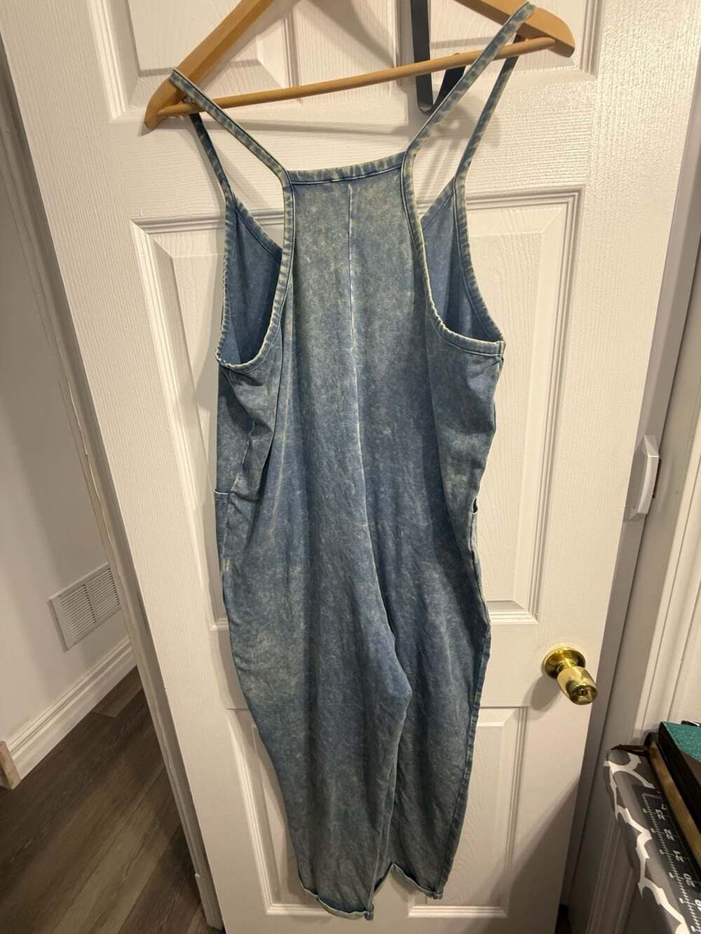 Zenana Acid-Washed Denim-Look Tank Jumpsuit S/M